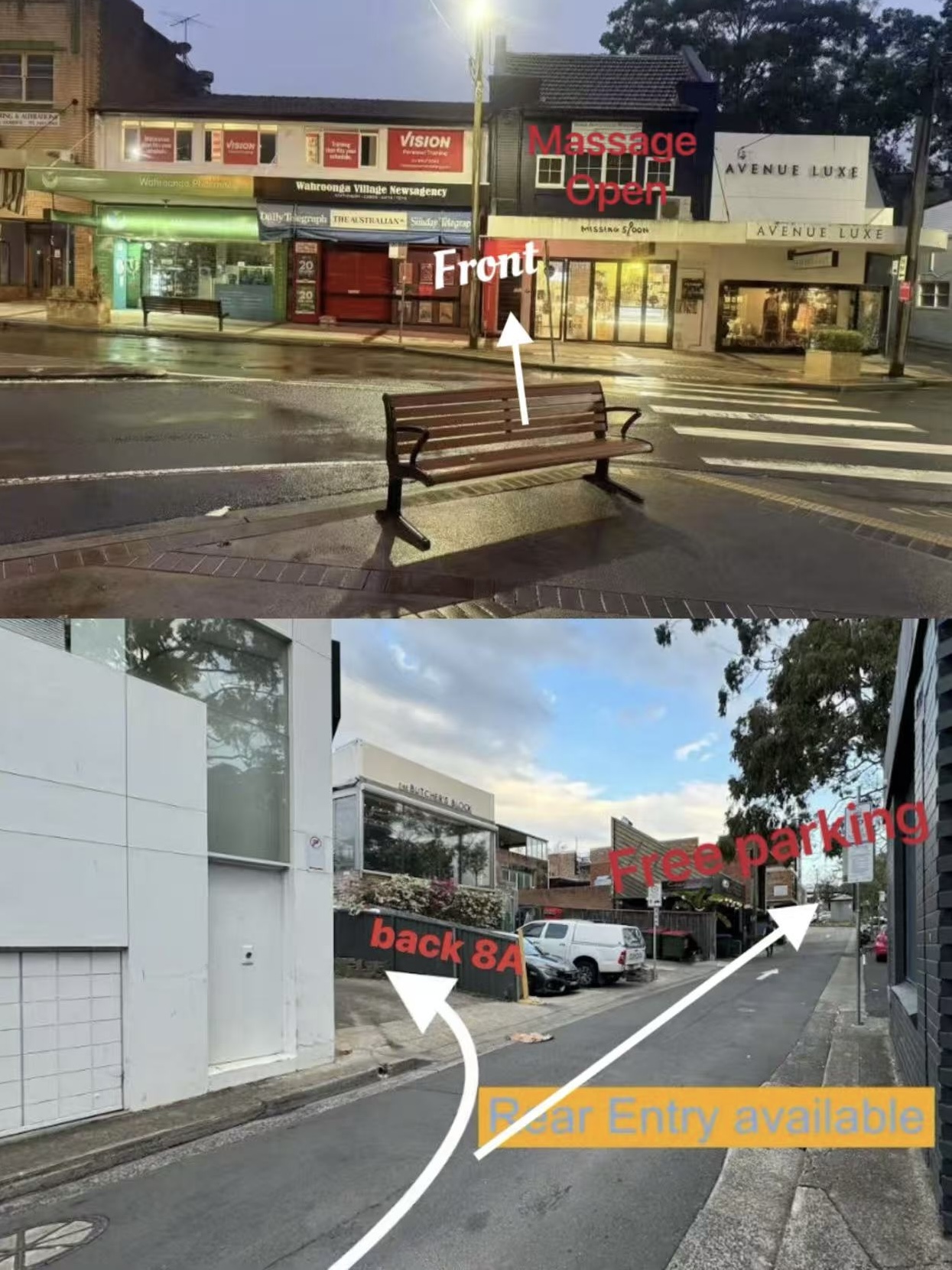 Shop Entrance and Parking